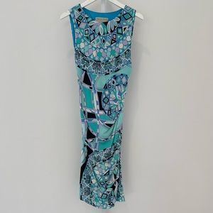 EMILIO PUCCI BLUE MULTI DRESS STYLE 41RL16 SIZE IT 44 / US 10 NWOTS!